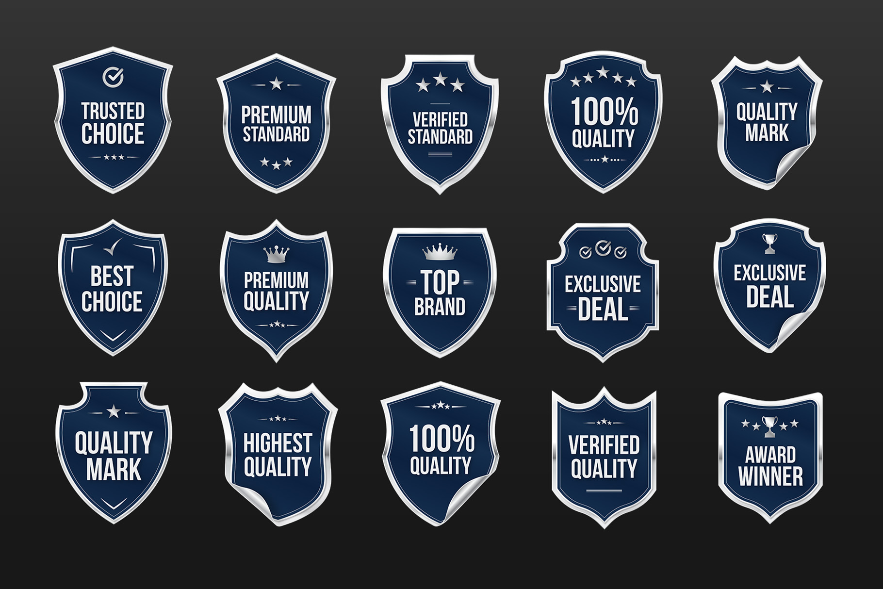Shield Label Badge Vector Illustration Set in Canva, PNG, AI, PSD, EPS and SVG