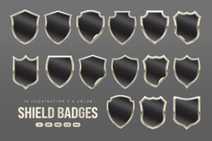 Shield Label Badge Vector Illustration Set in Canva, PNG, AI, PSD, EPS and SVG