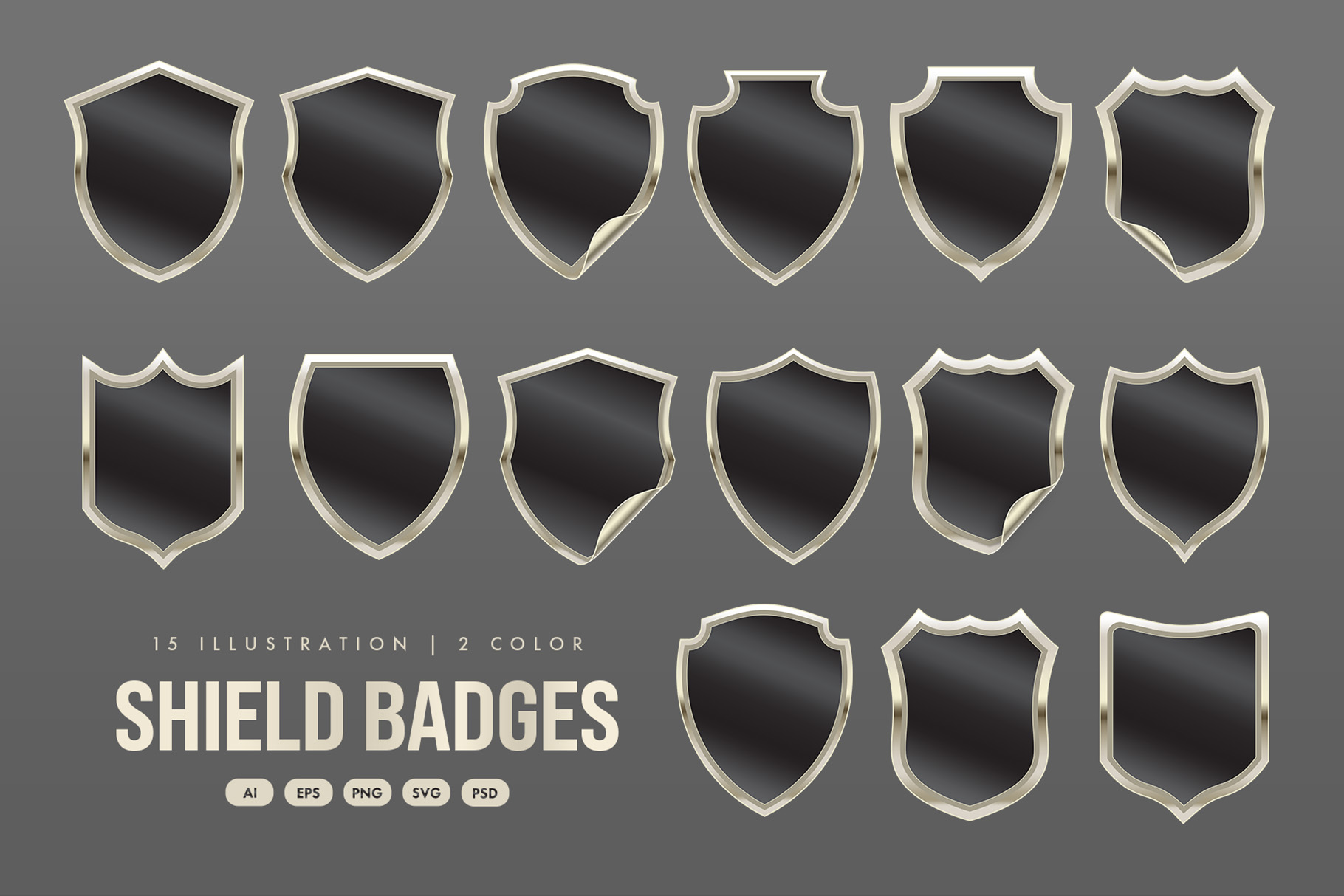 Shield Label Badge Vector Illustration Set in Canva, PNG, AI, PSD, EPS and SVG