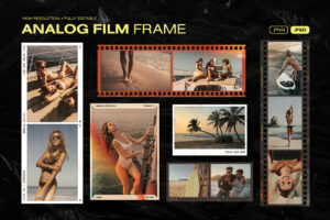 Analog Film Photo Frame Template in PNG and PSD