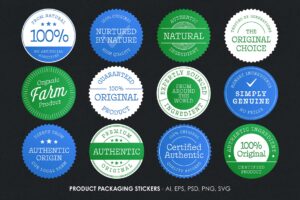 Product Packaging Sticker Set in PNG, AI, PSD, EPS and SVG