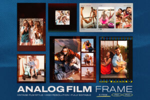Analog Film Frame Template Set in Canva, PNG and PSD