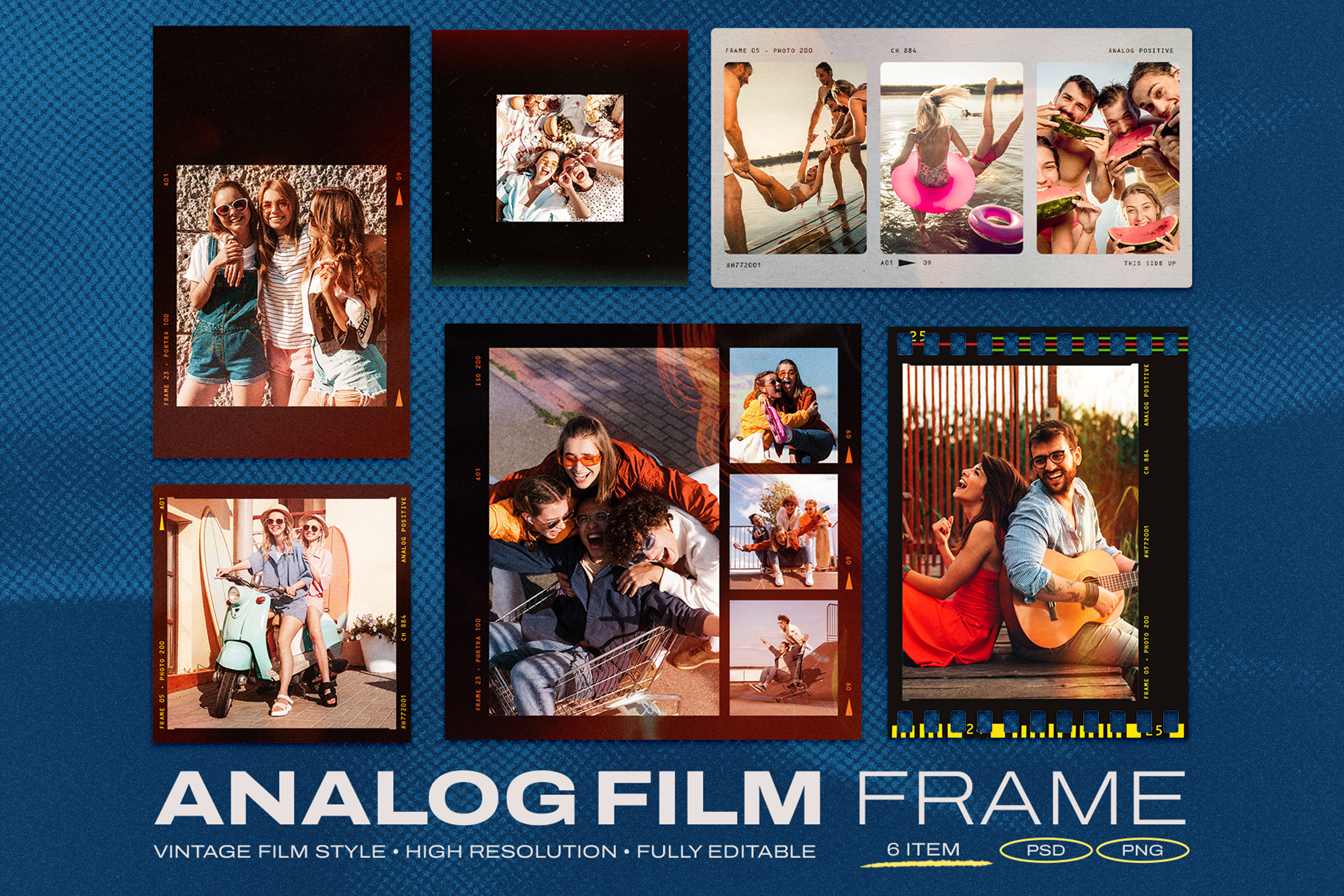 Analog Film Frame Template Set in Canva, PNG and PSD