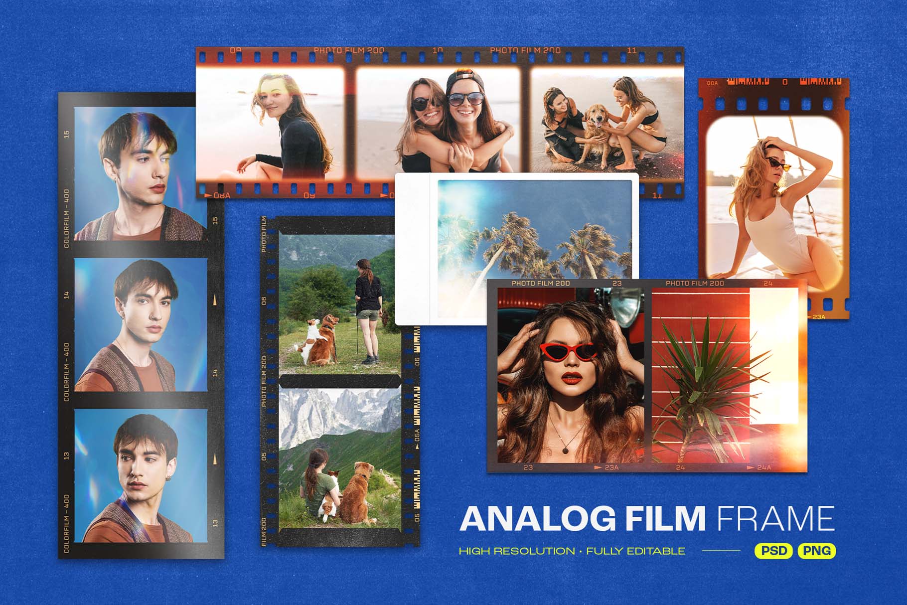 Analog Film Frame Template Set in PNG and PSD