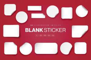 Blank Sticker Mockup Set in PNG, AI, PSD, EPS and SVG