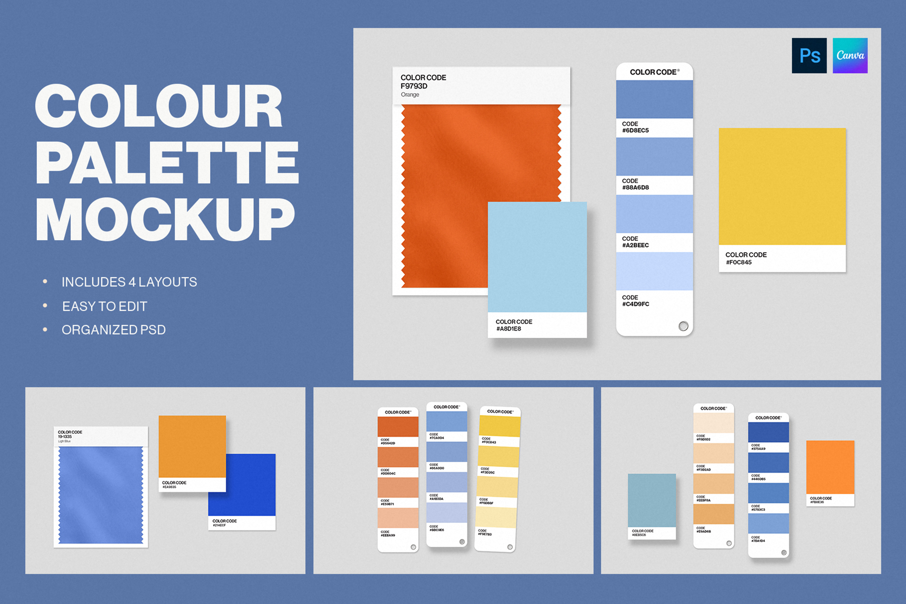 Color Palette Mockup Template in Canva and PSD