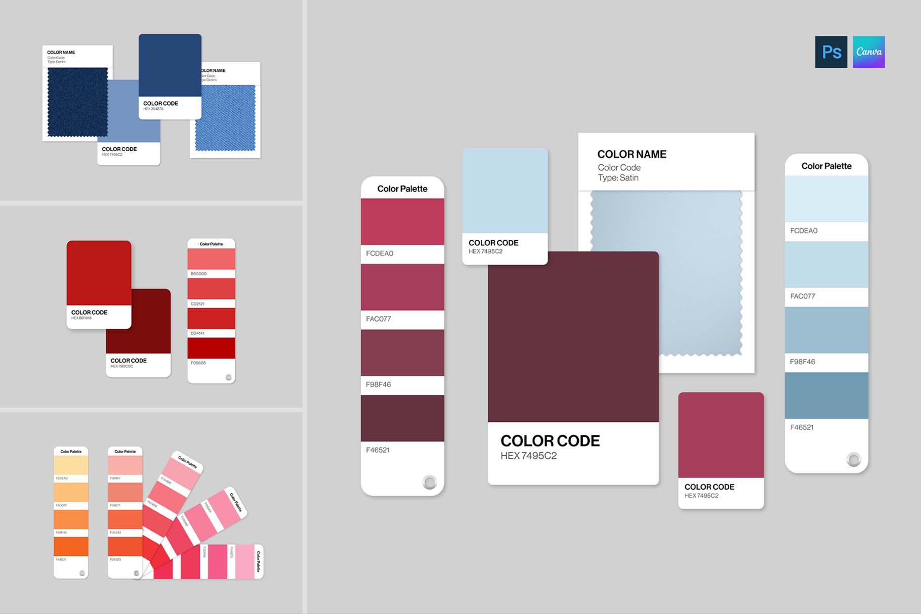 Color Palette Mockup Template in Canva and PSD