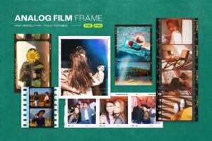 Retro Film Frame Templates in PNG and PSD