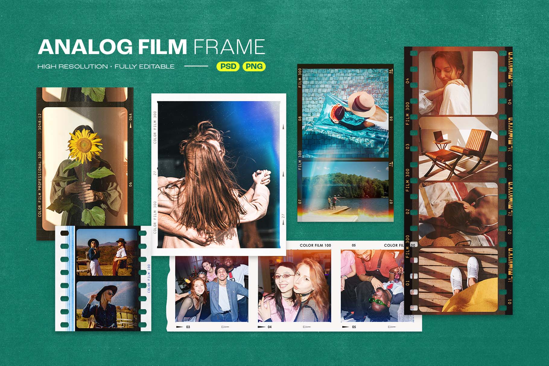 Retro Film Frame Templates in PNG and PSD