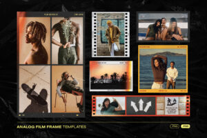 Vintage Film Frame Mockup Templates in PNG and PSD