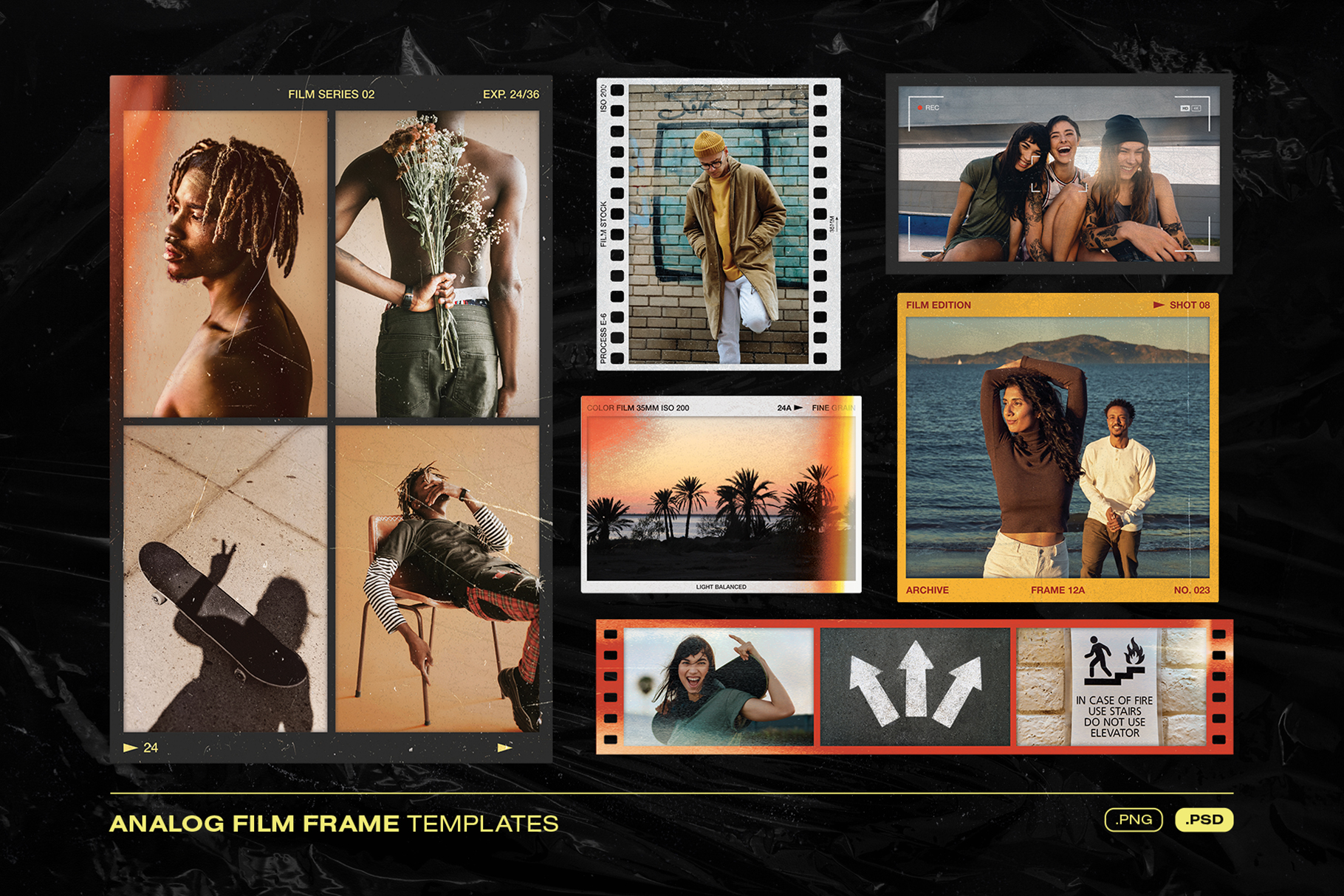 Vintage Film Frame Mockup Templates in PNG and PSD