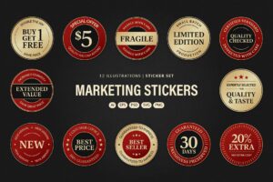 Vintage Marketing Sticker Badge Set in PNG, AI, PSD, EPS and SVG