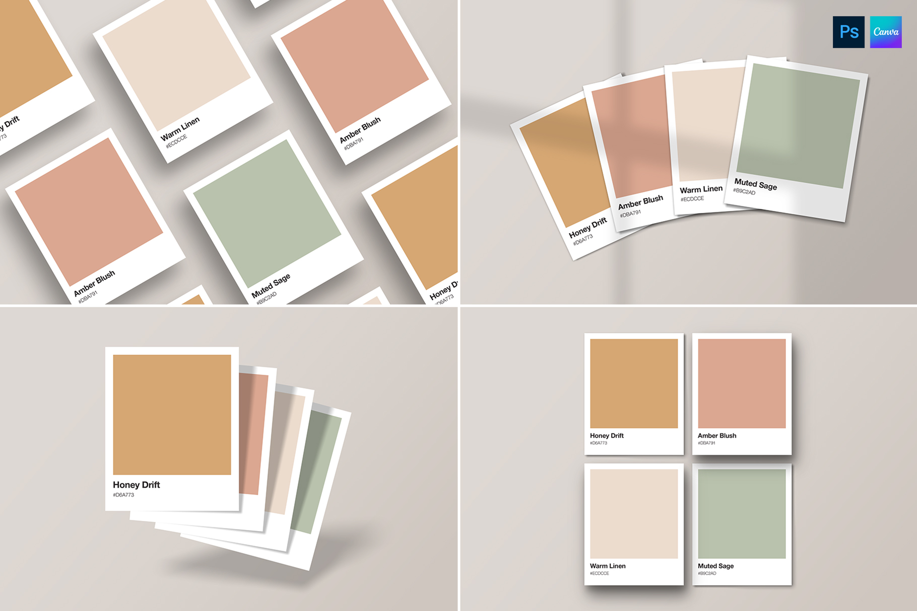Color Swatch Pantone Mockup Template in Canva and PSD