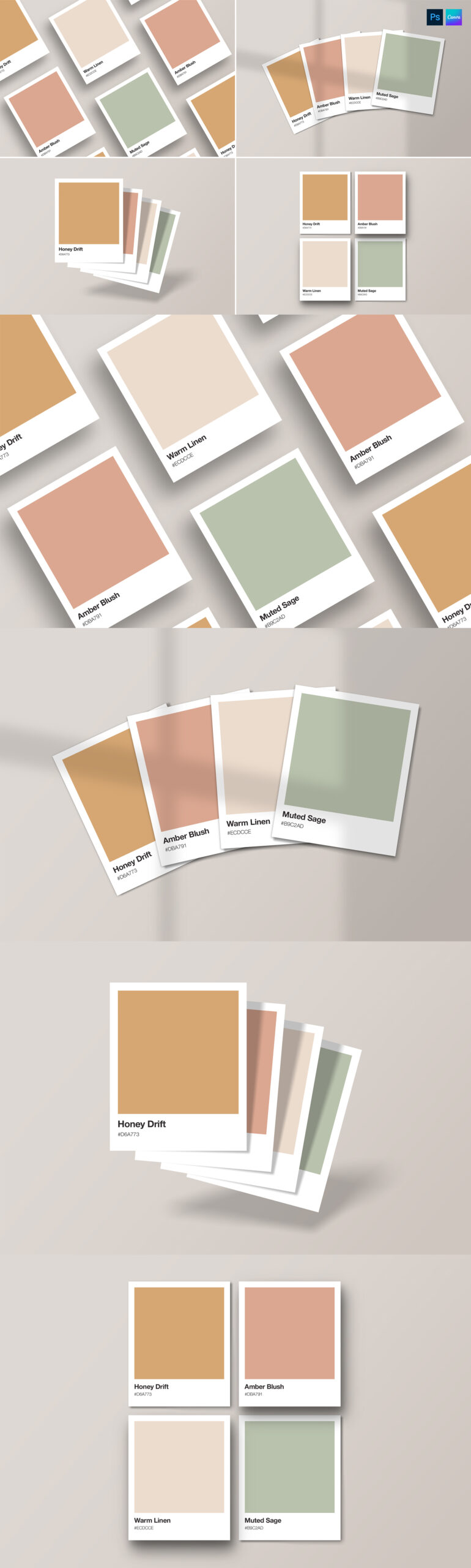 Color Swatch Pantone Mockup Template in Canva and PSD