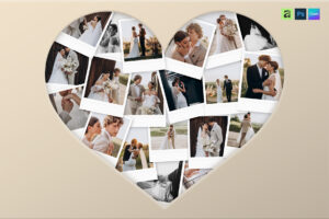 Love Heart Photo Collage Template in AF, Canva and PSD