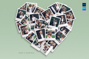 Love Heart Photo Collage Template in Canva & PSD