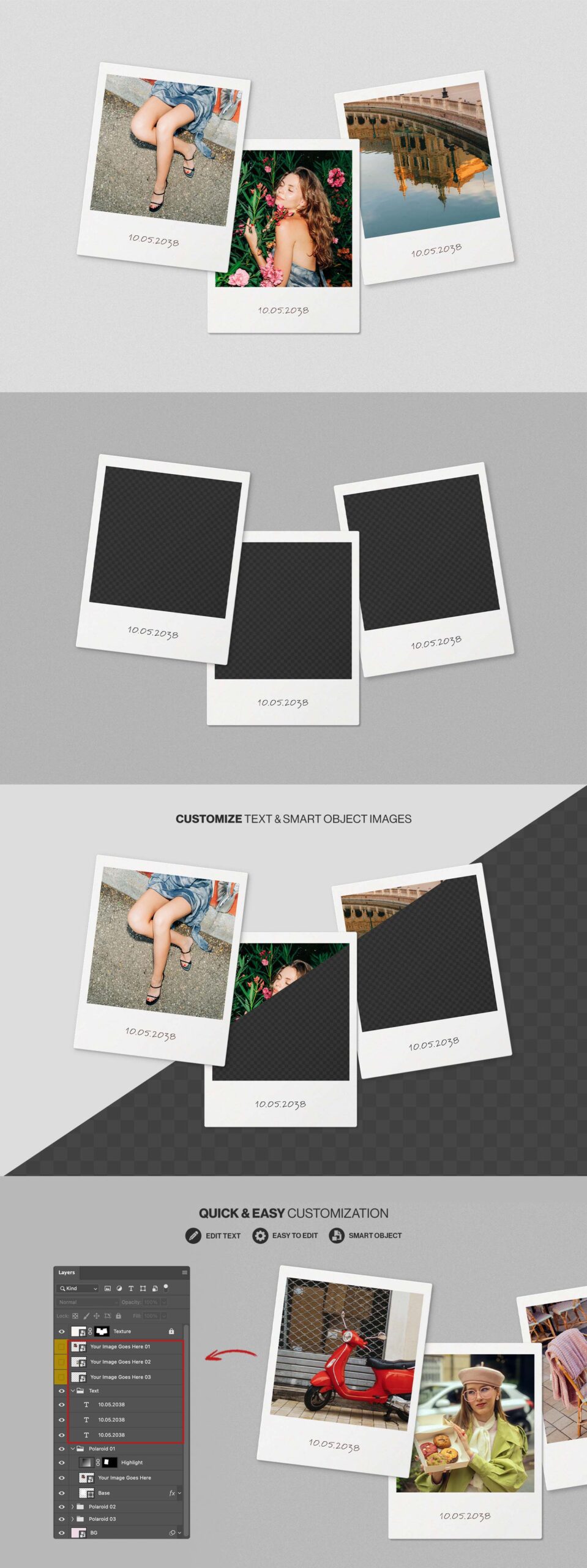 Polaroid Photo Mockup Template in AF and PSD