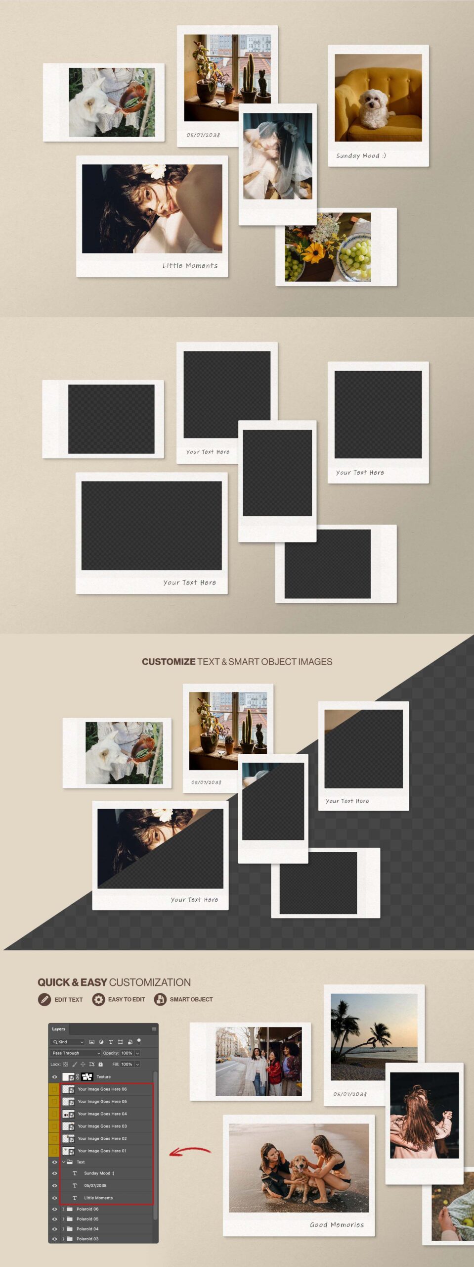 Polaroid Photo Mockup Template in AF and PSD
